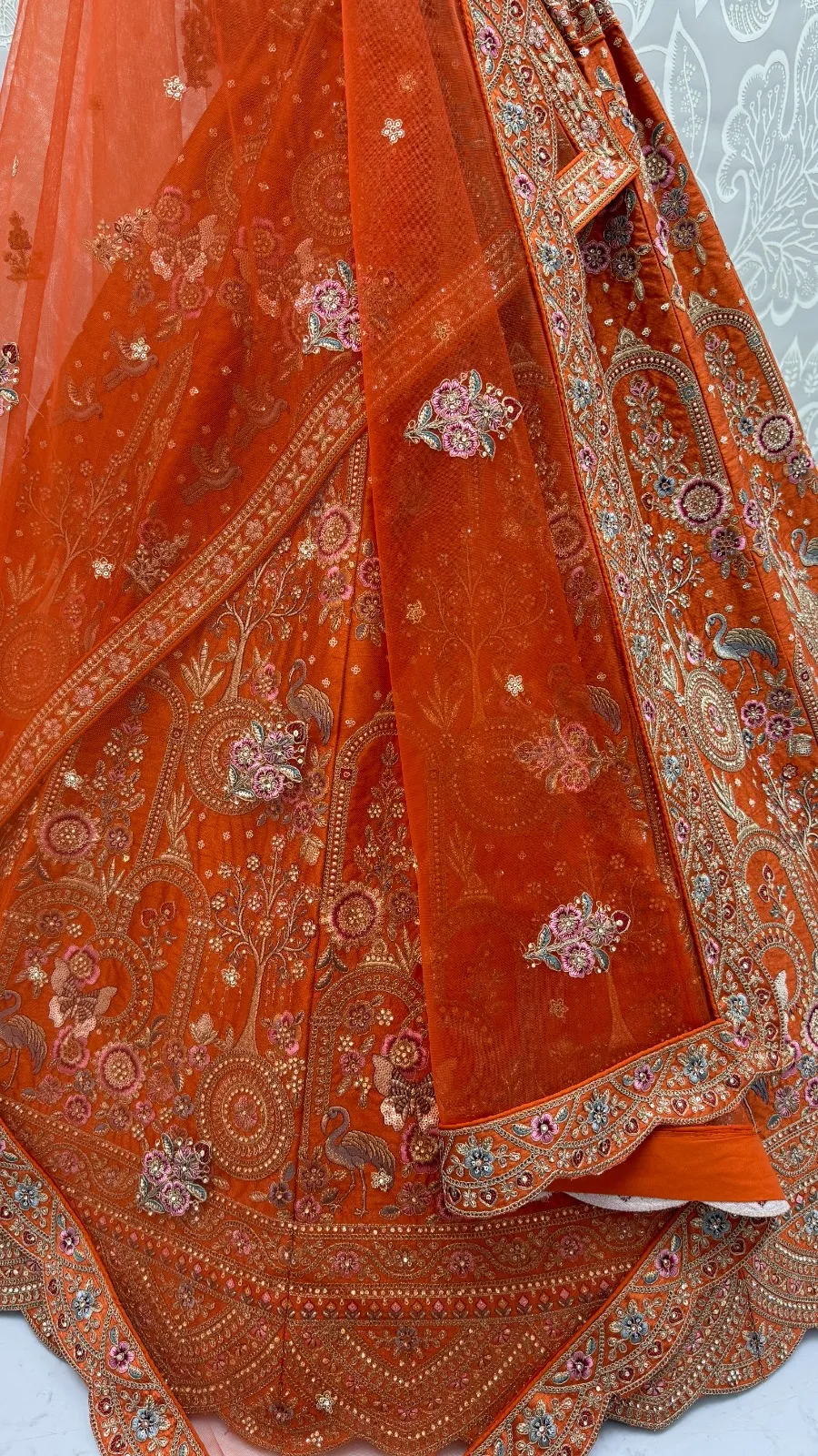 Orange Color Double Dupatta Bridal Lehenga Choli