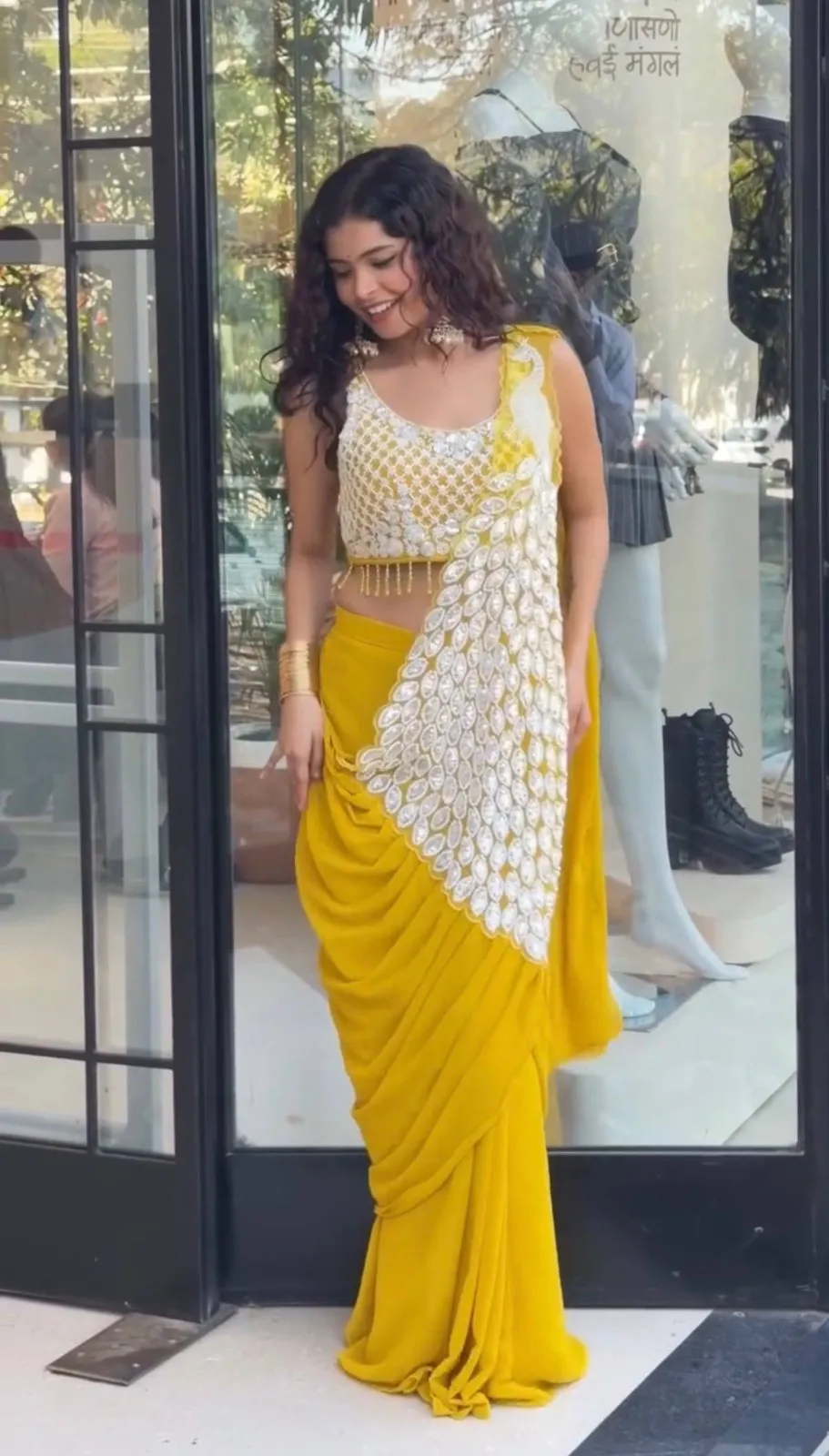 Peacock Pallu Readymade Saree for Haldi