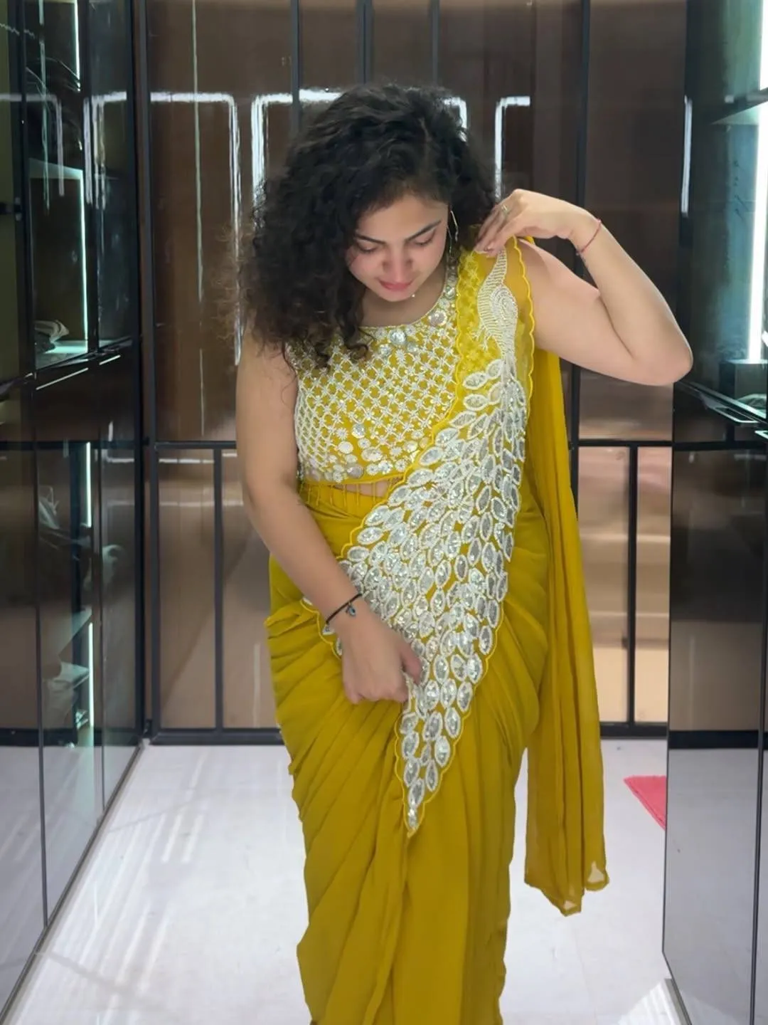 Peacock Pallu Readymade Saree for Haldi