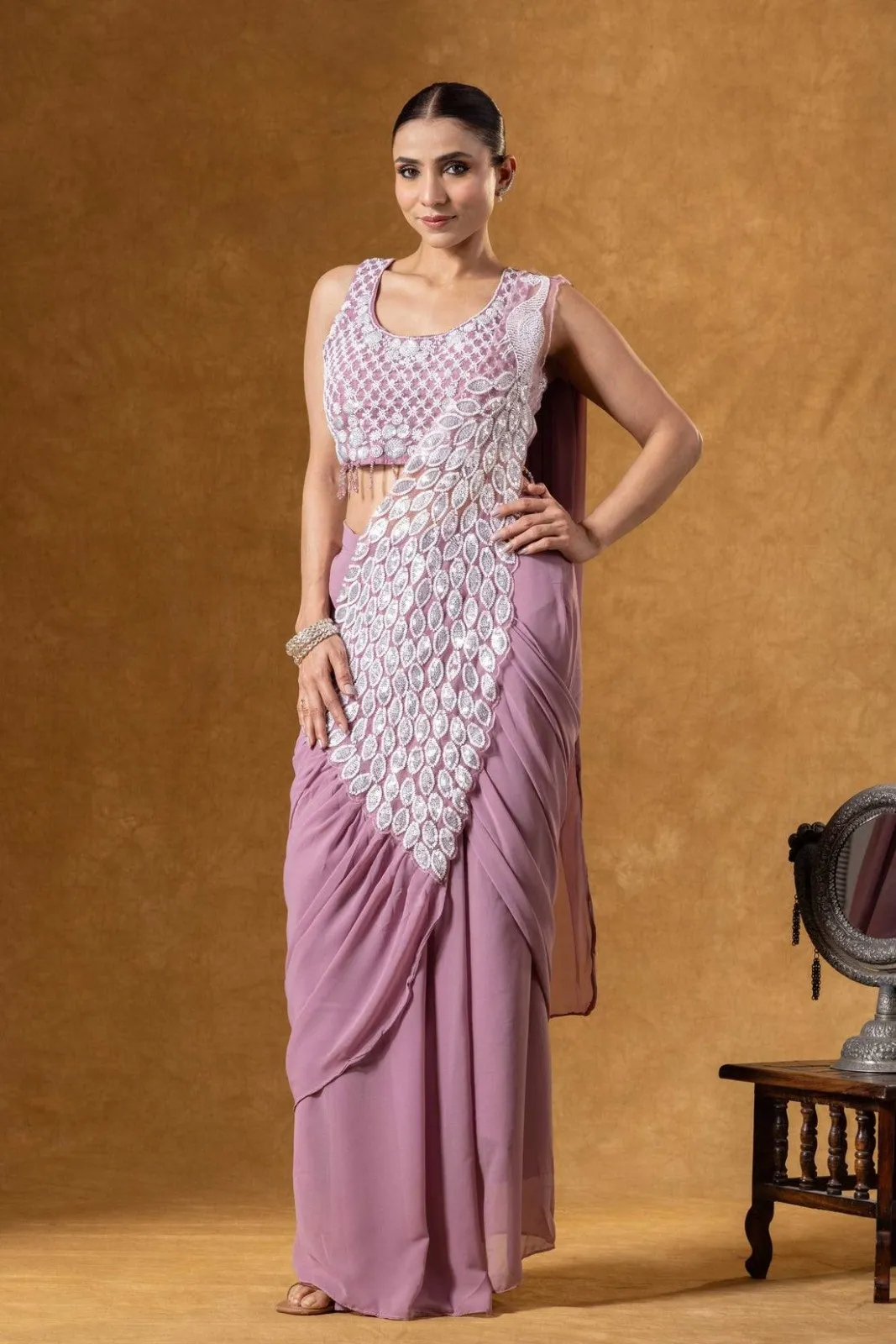 Peacock Pallu Readymade Saree for Wedding