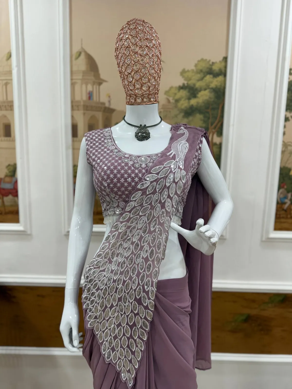 Peacock Pallu Readymade Saree for Wedding