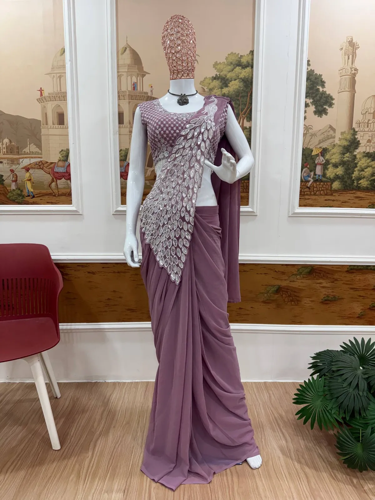 Peacock Pallu Readymade Saree for Wedding