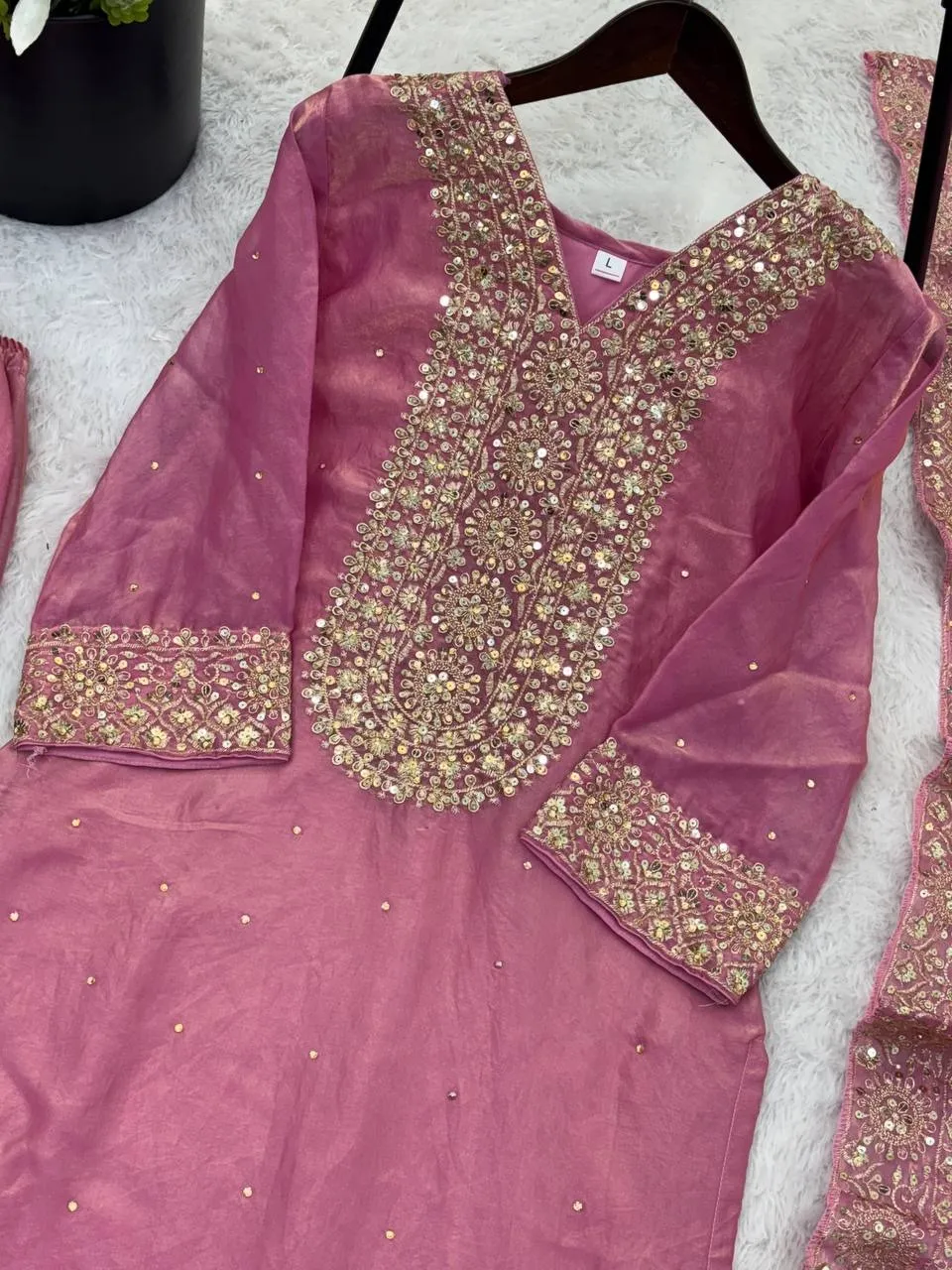 Pink Pakistani Salwar with Diamond work