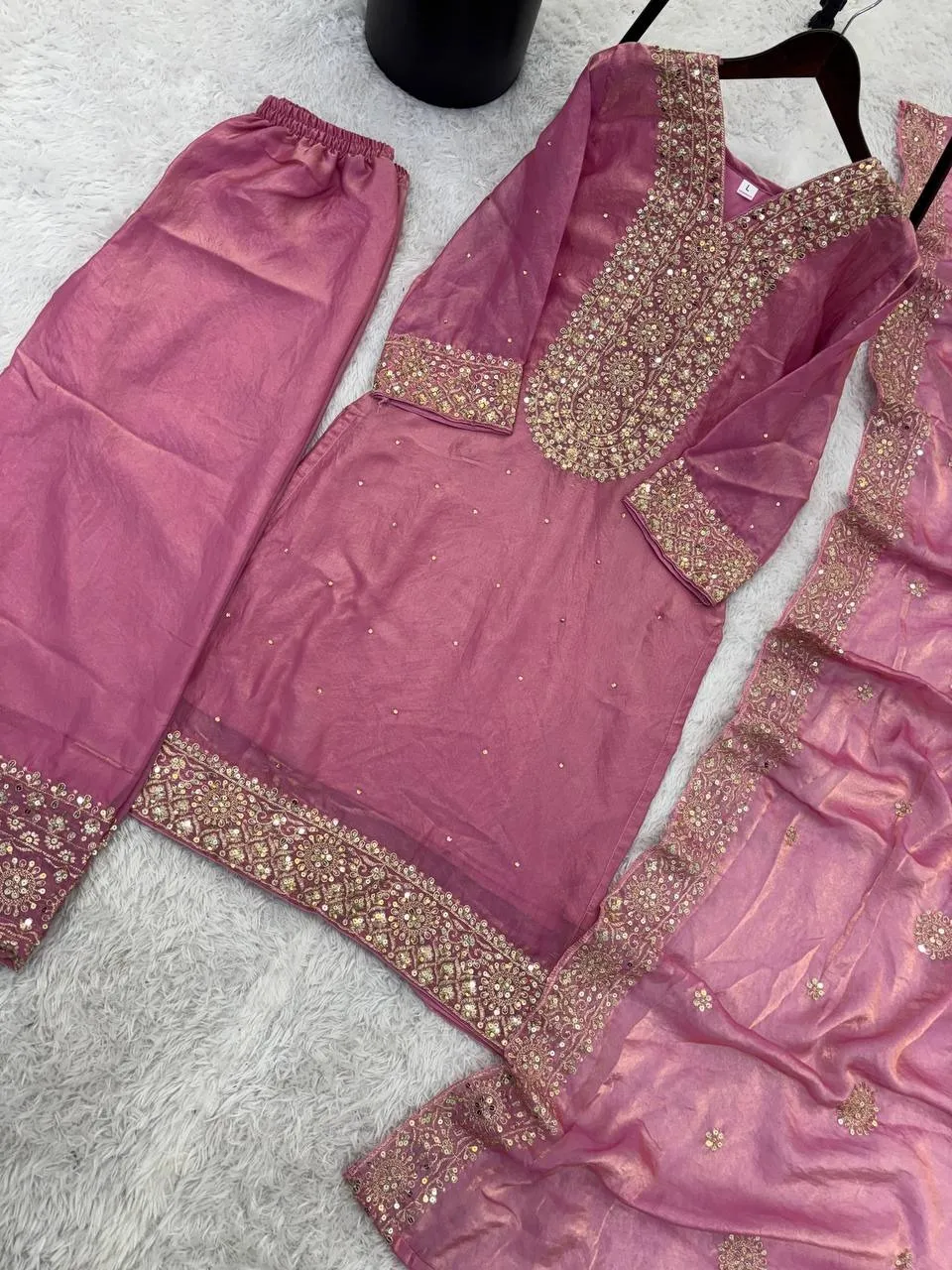 Pink Pakistani Salwar with Diamond work