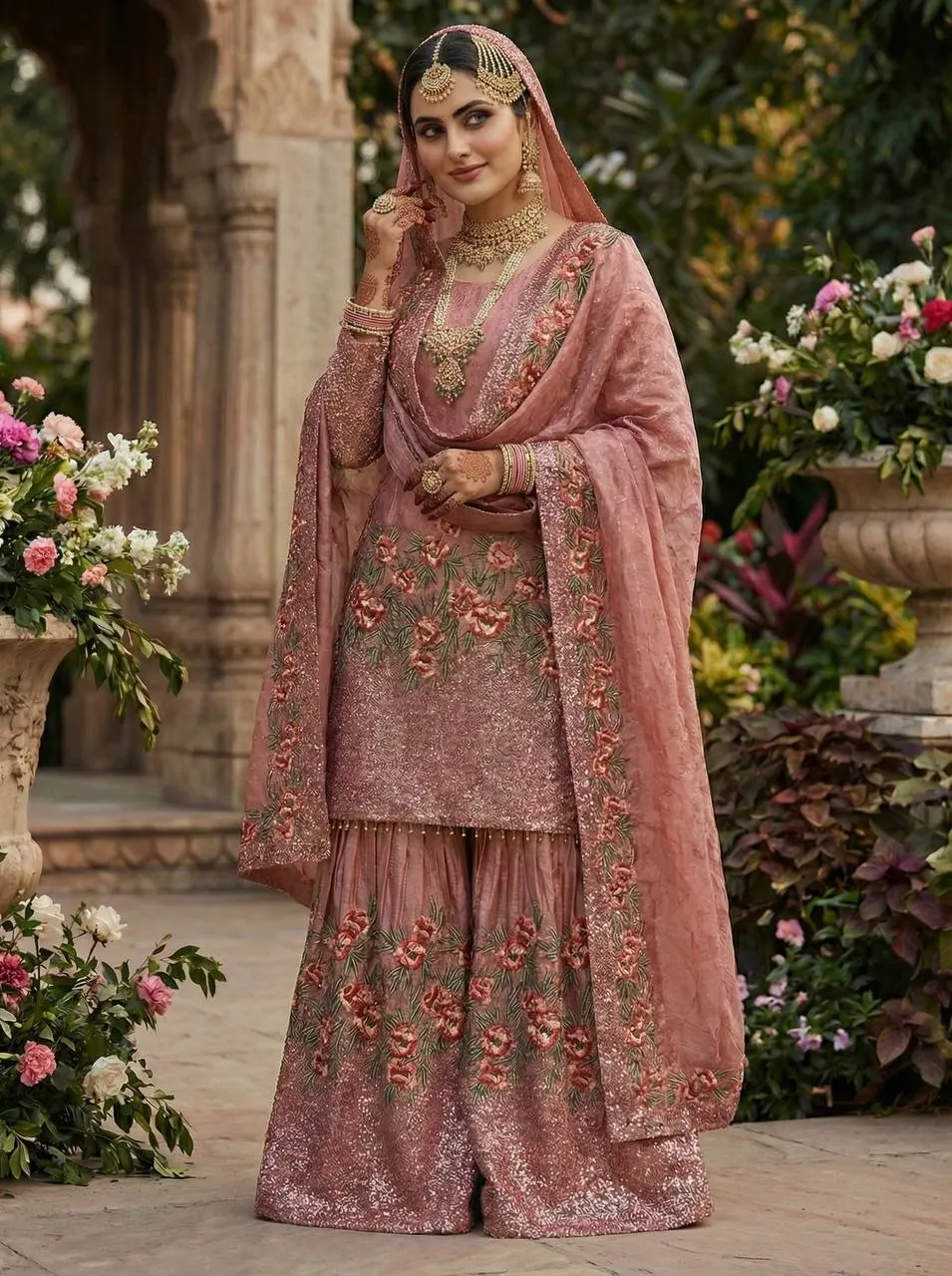 Pink Readymade Pakistani Gharara Suit