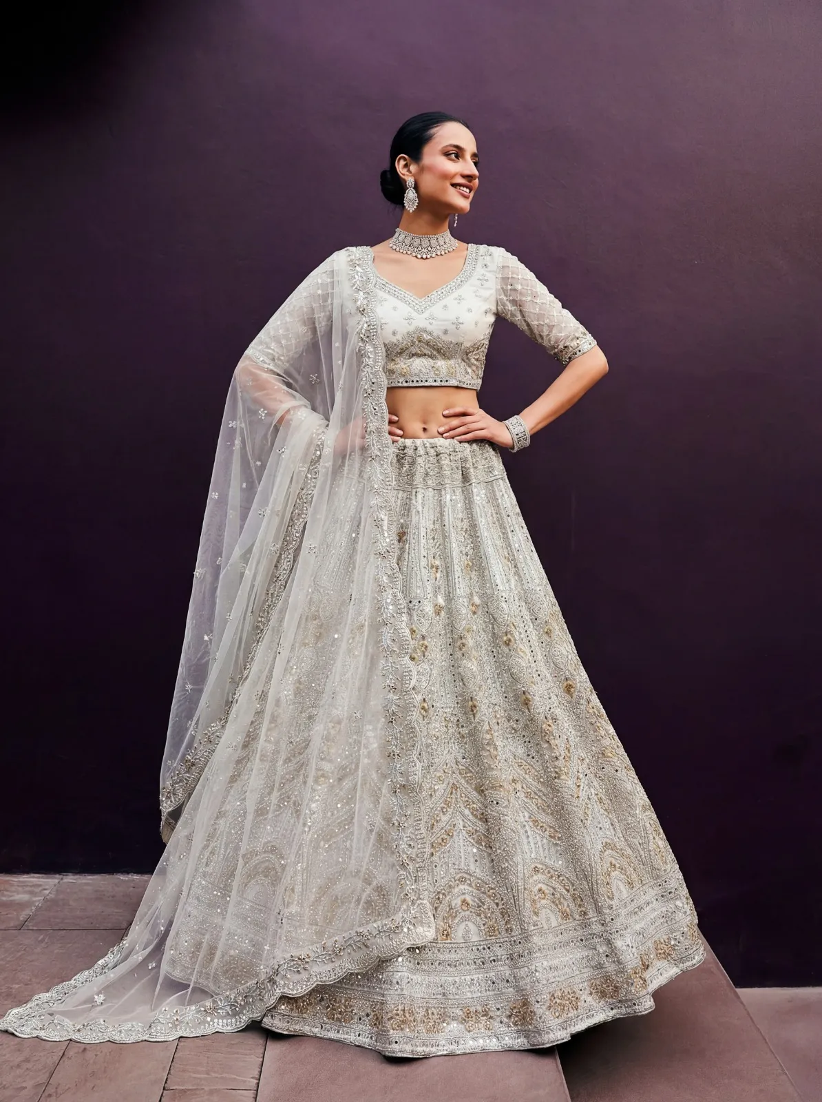 Premium White Reception Lehenga Choli