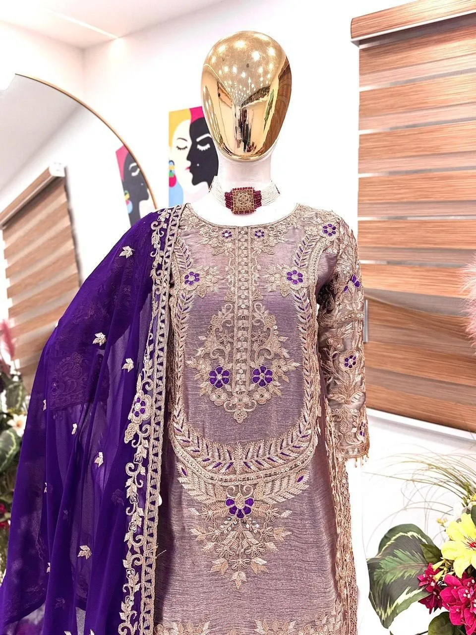 Purple Readymade Sharara Salwar Dress