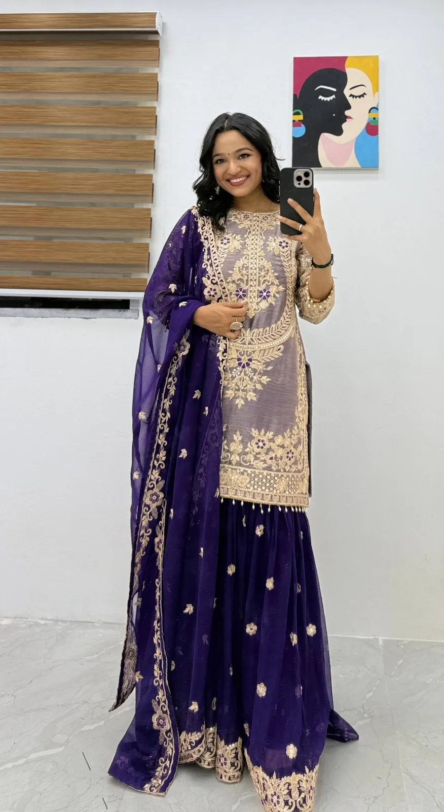 Purple Readymade Sharara Salwar Dress