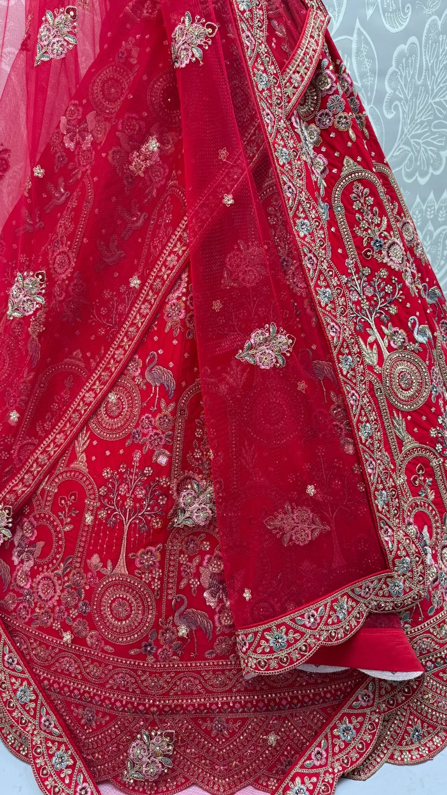 Rani Pink Bridal Lehenga Choli with Double Dupatta Under 20000