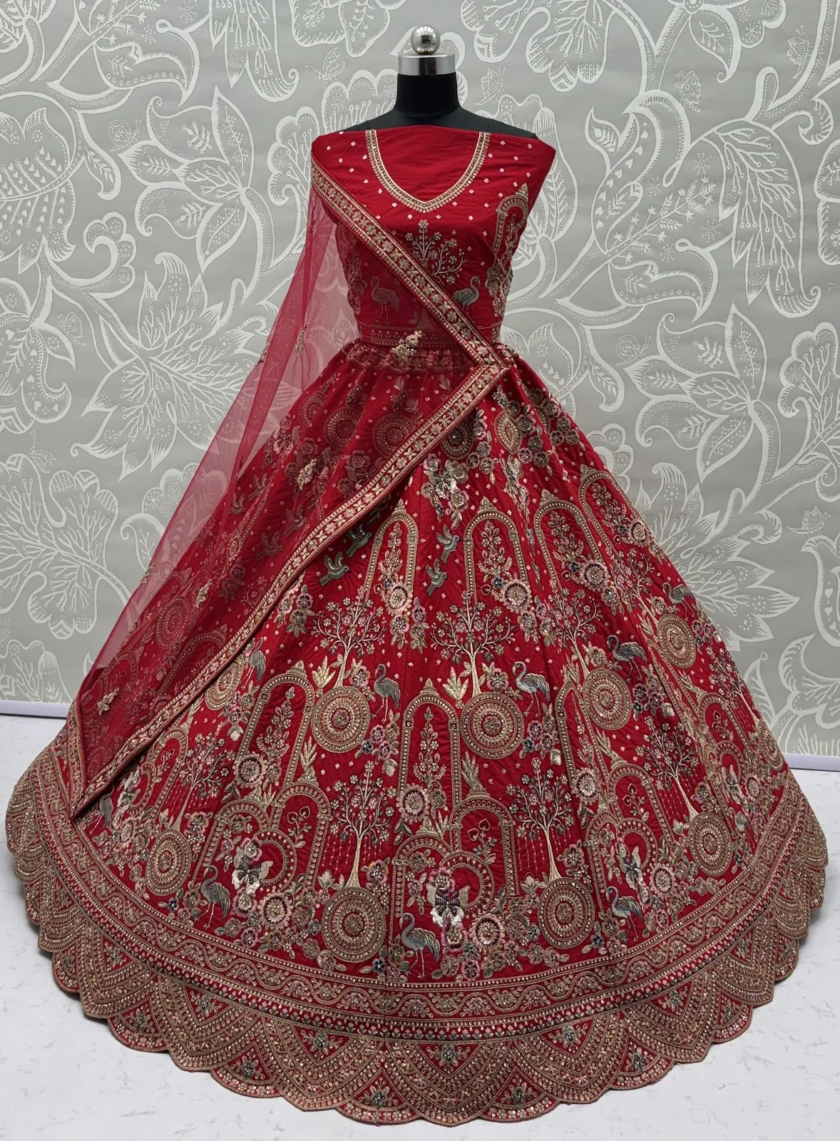 Rani Pink Bridal Lehenga Choli with Double Dupatta Under 20000