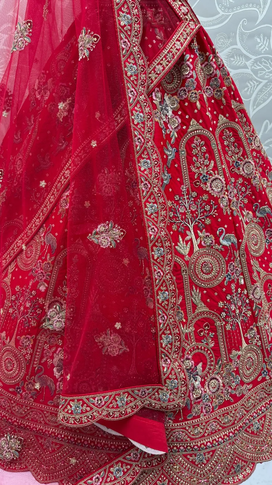 Rani Pink Bridal Lehenga Choli with Double Dupatta Under 20000