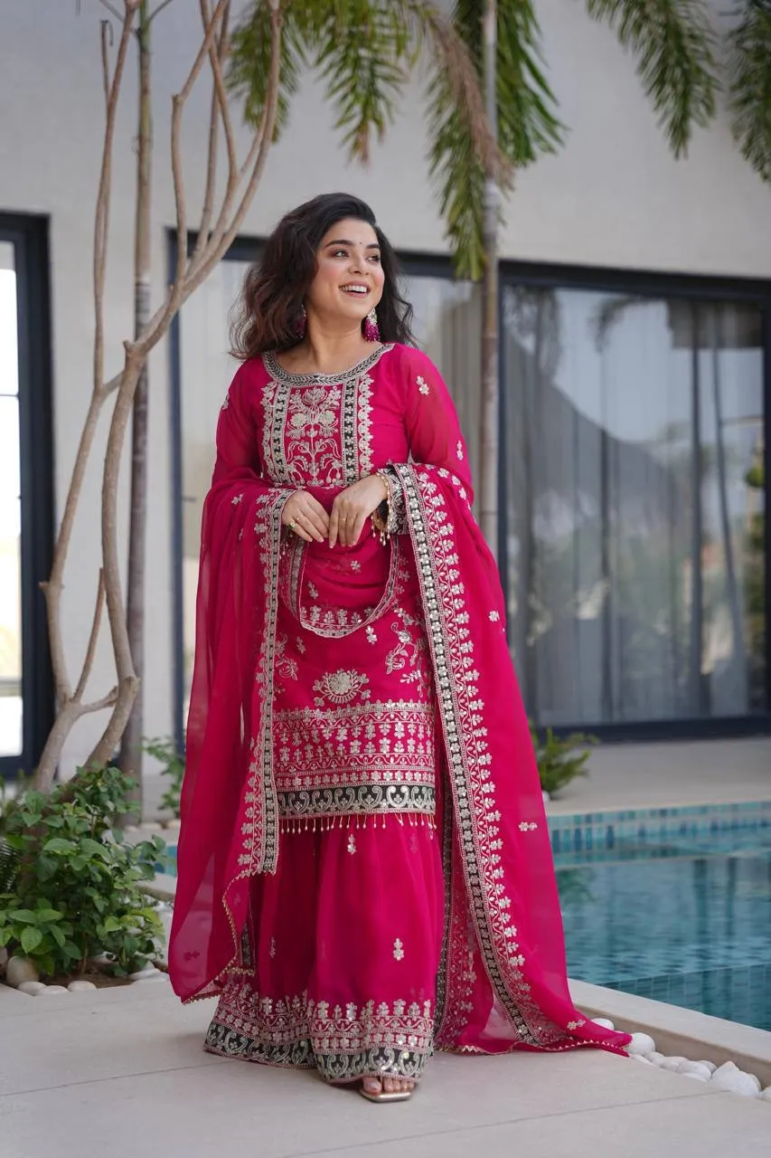 Rani Sharara Suit Set for Eid Festival