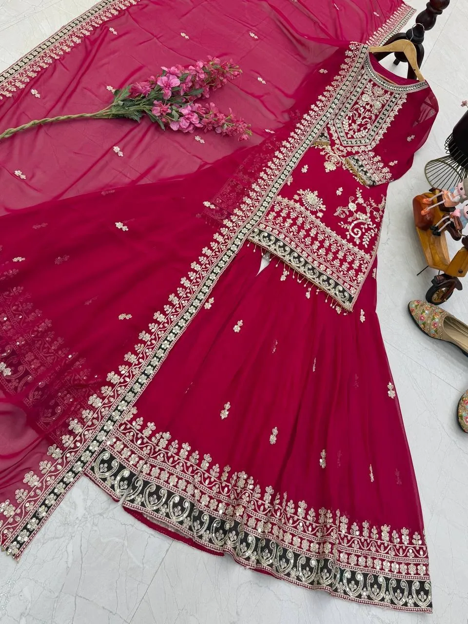 Rani Sharara Suit Set for Eid Festival