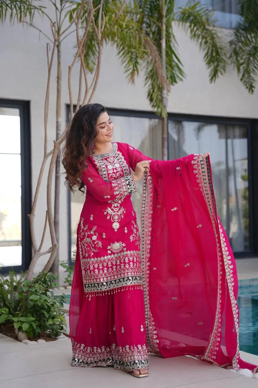 Rani Sharara Suit Set for Eid Festival