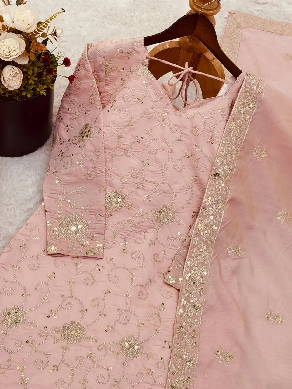 Readymade Peach Sharara Dress for Eid