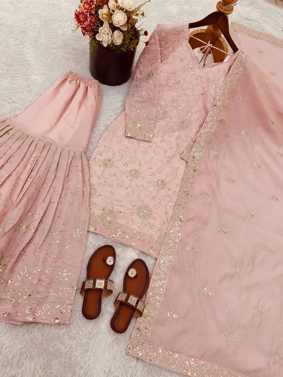 Readymade Peach Sharara Dress for Eid