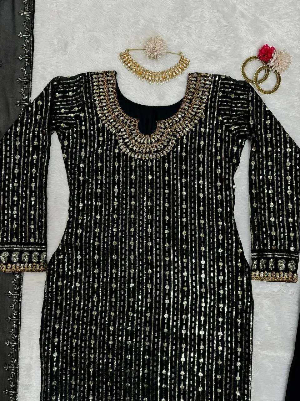 Readymade Straight Pakistani Suit Black