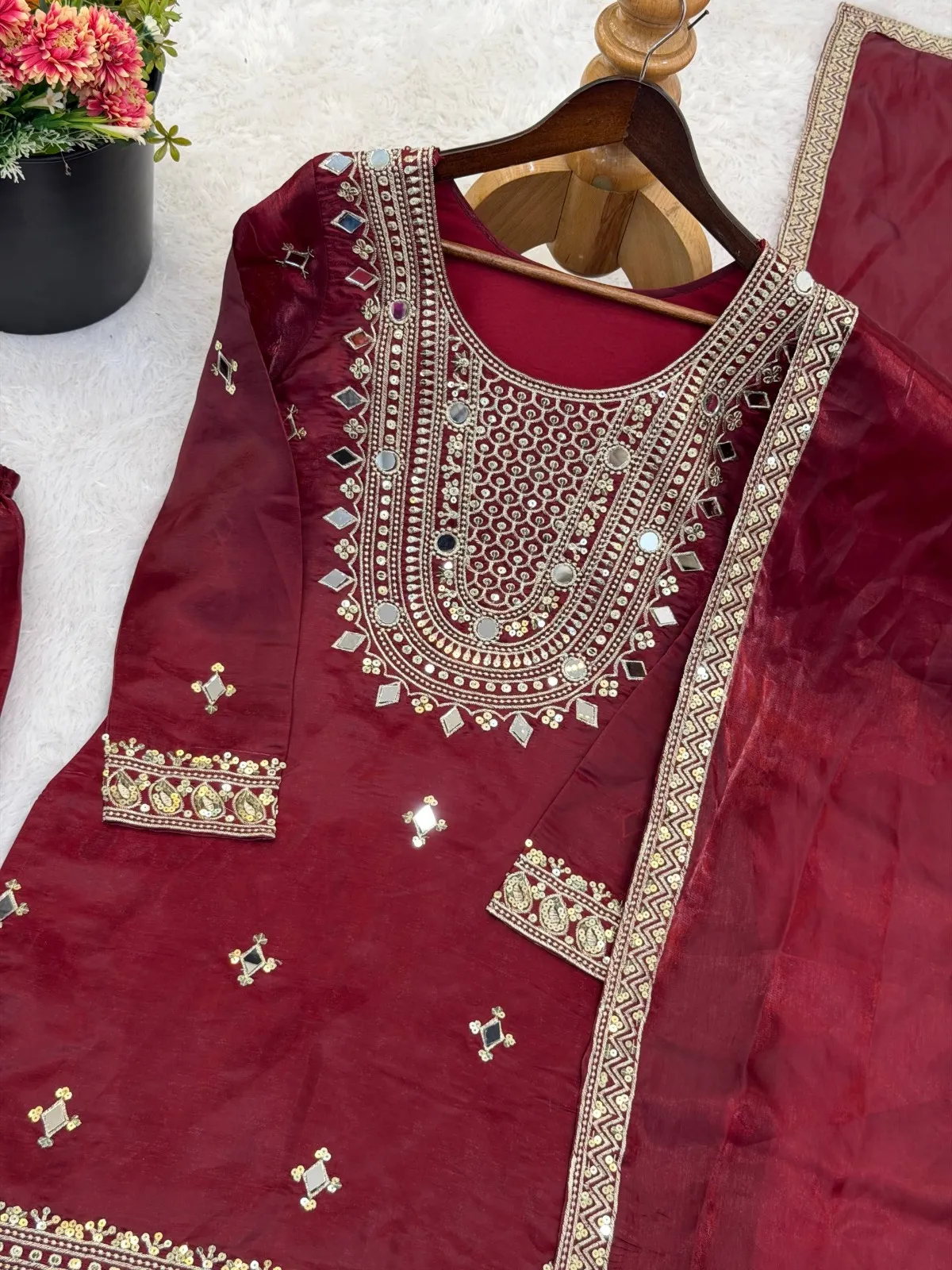 Red Eid Special Pakistani Garara Salwar Suit