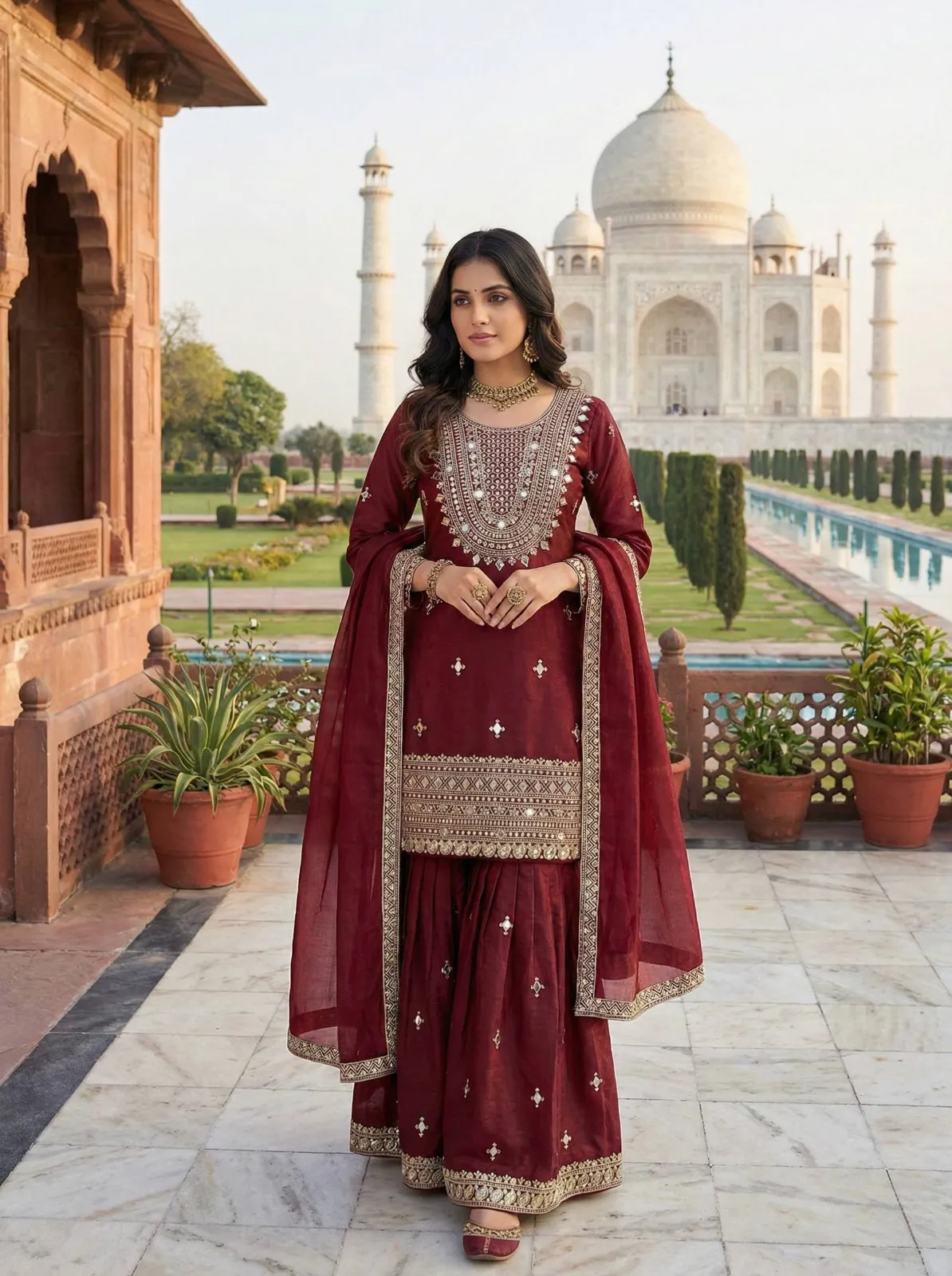 Red Eid Special Pakistani Garara Salwar Suit