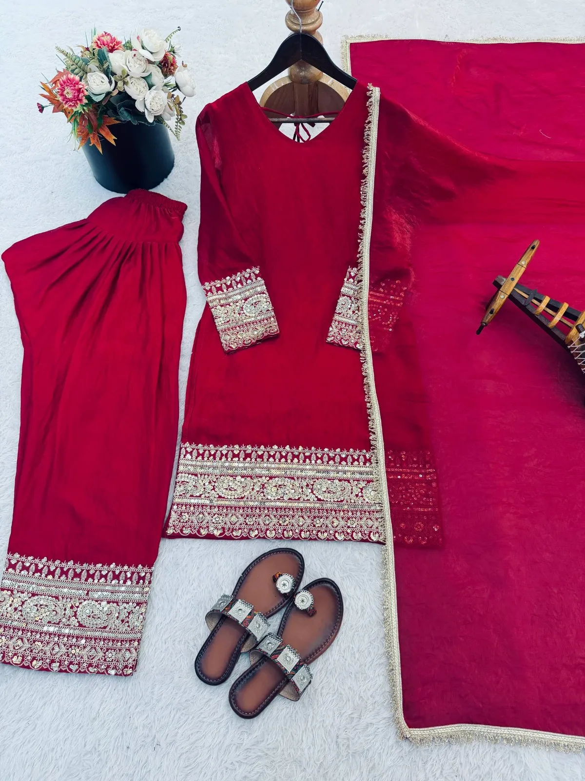 Red Farshi Salwar Suit