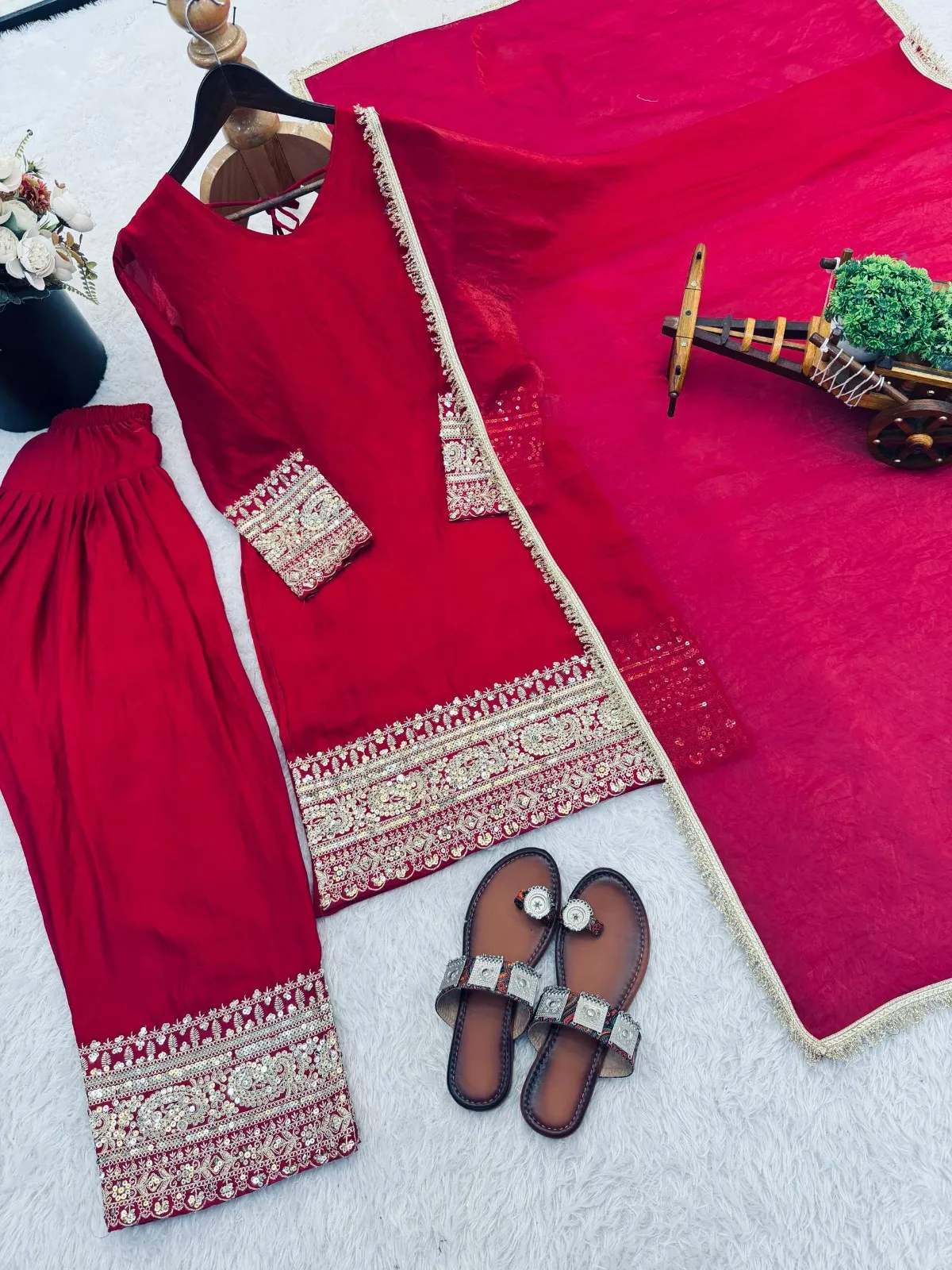 Red Farshi Salwar Suit