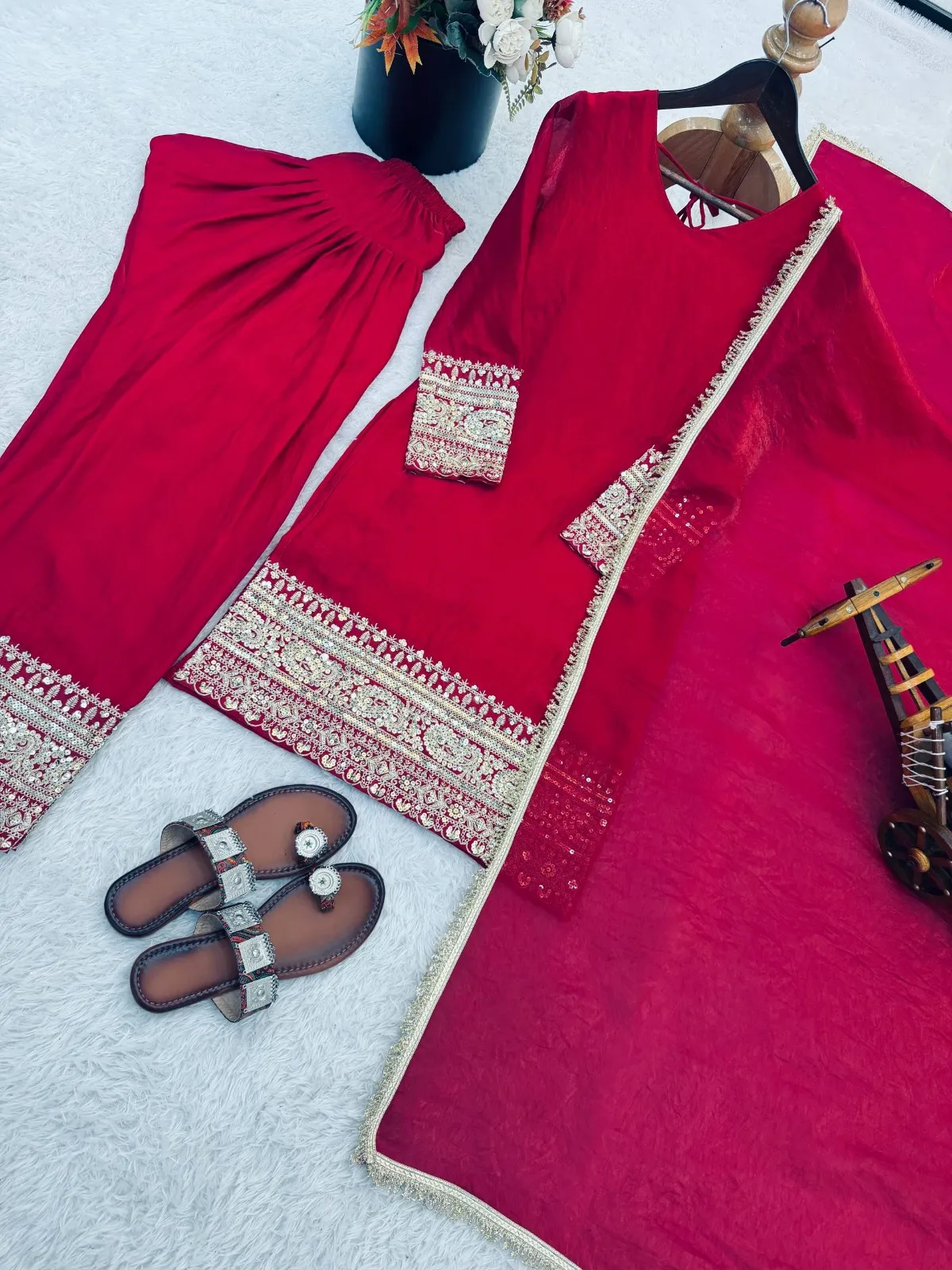 Red Farshi Salwar Suit