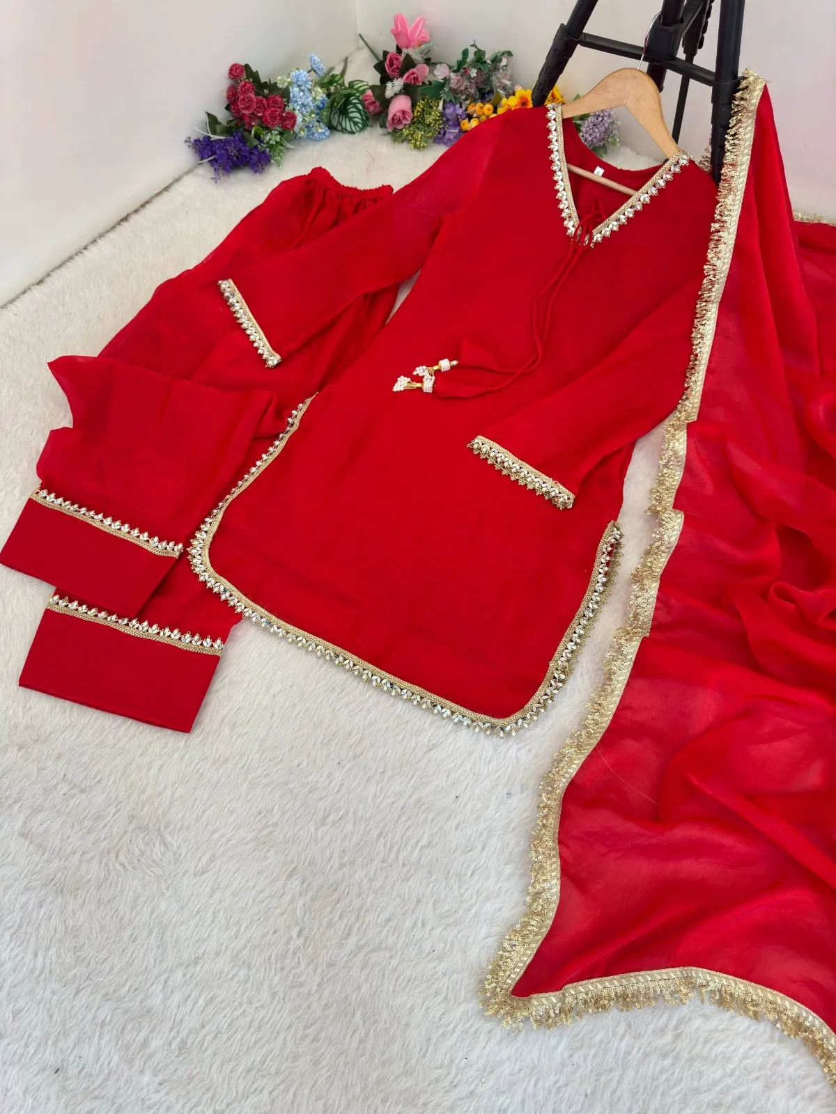 Red Farsi Salwar Suit Set