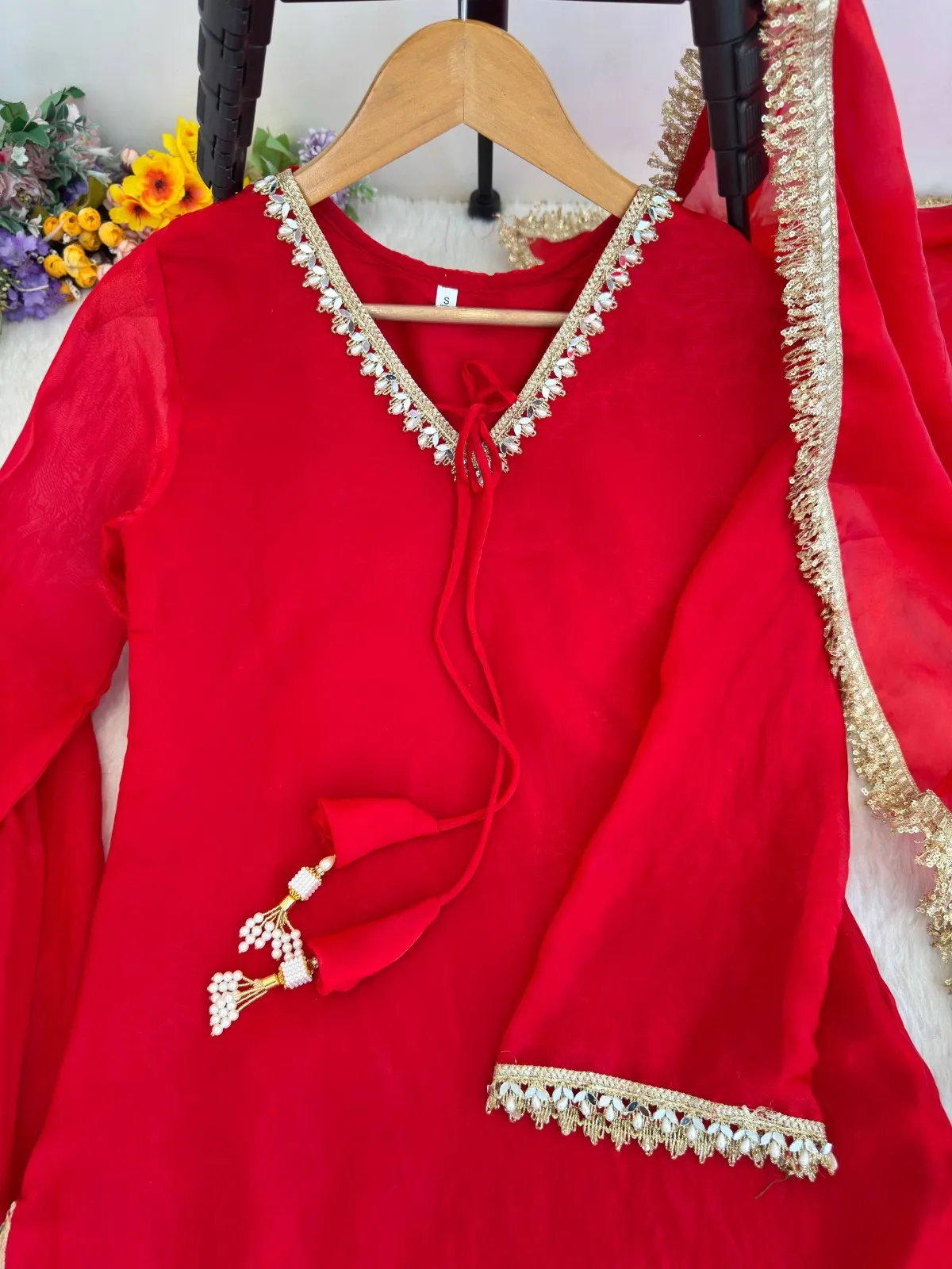 Red Farsi Salwar Suit Set