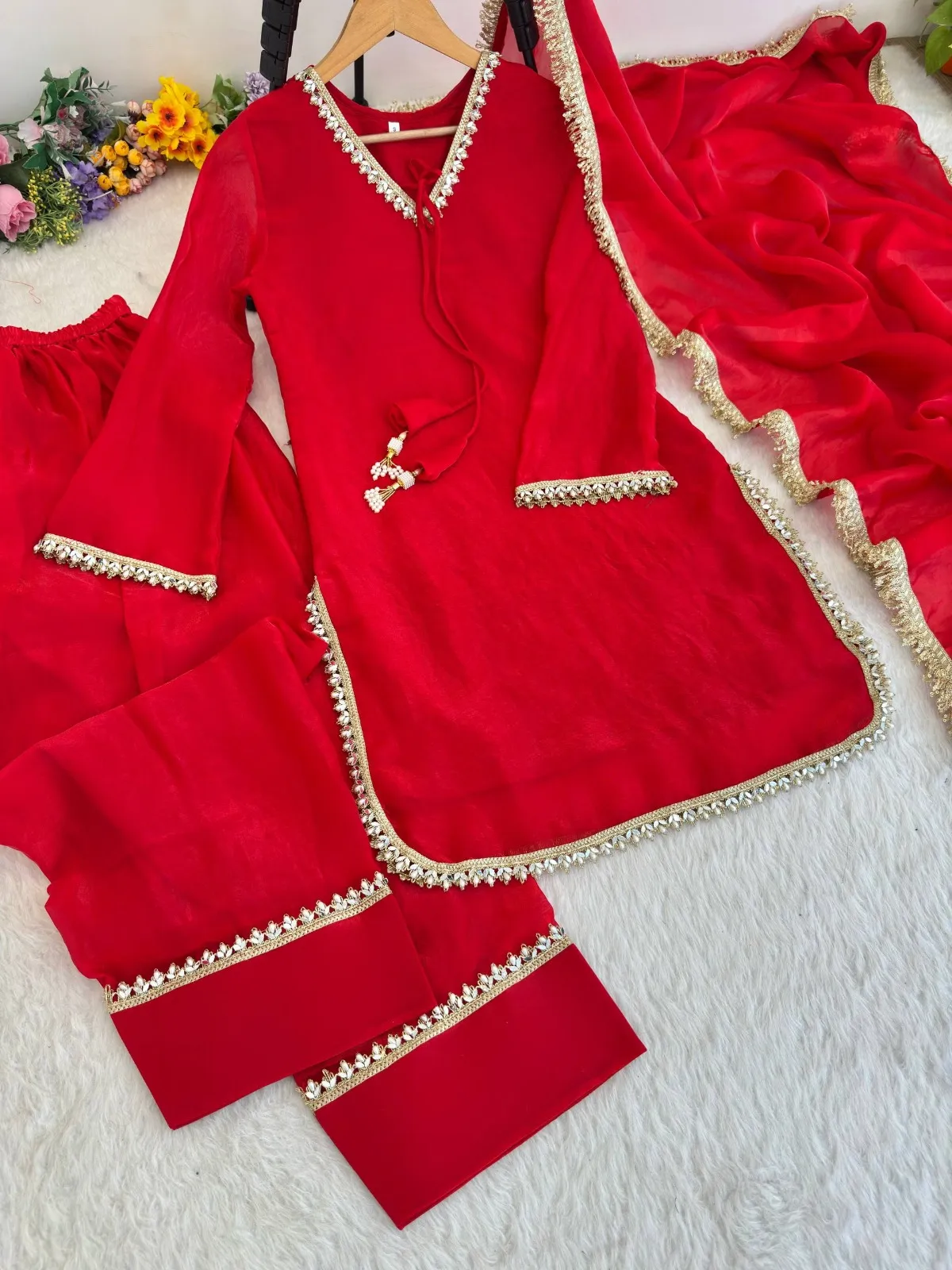 Red Farsi Salwar Suit Set