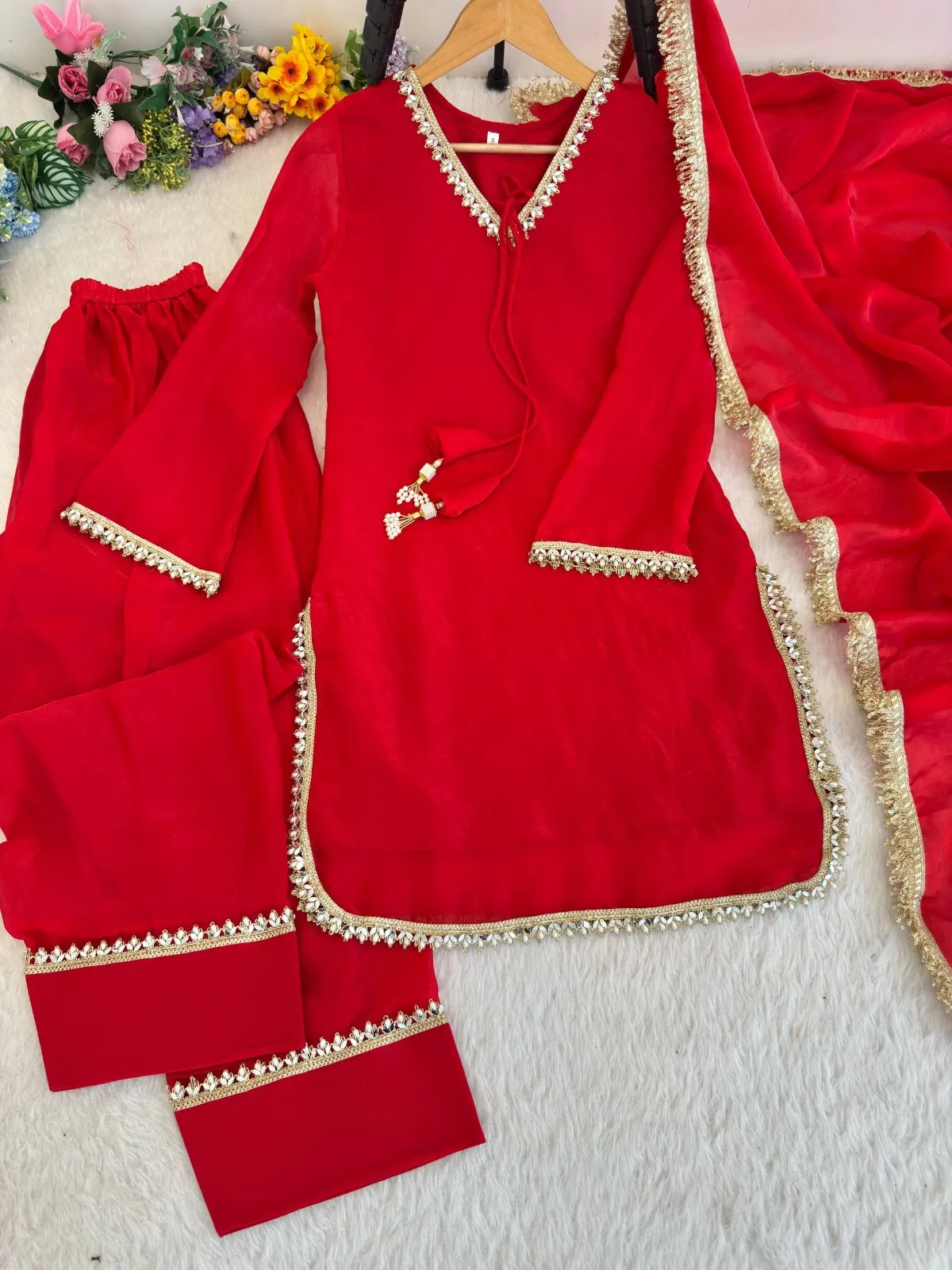 Red Farsi Salwar Suit Set