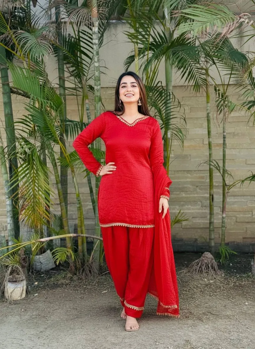 Red Farsi Salwar Suit Set
