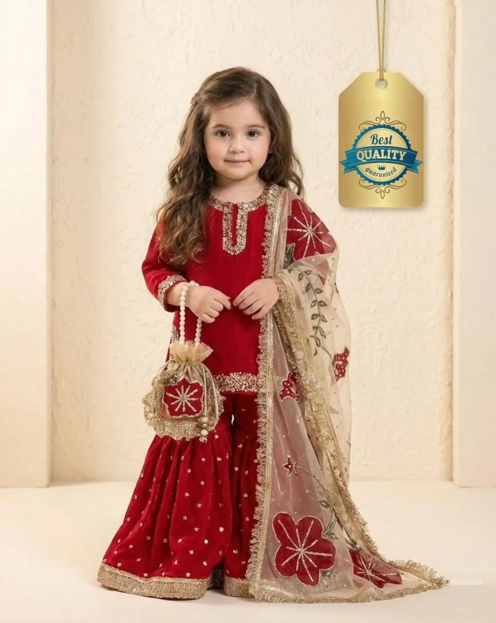 Red Girl Kid Sharara Suit