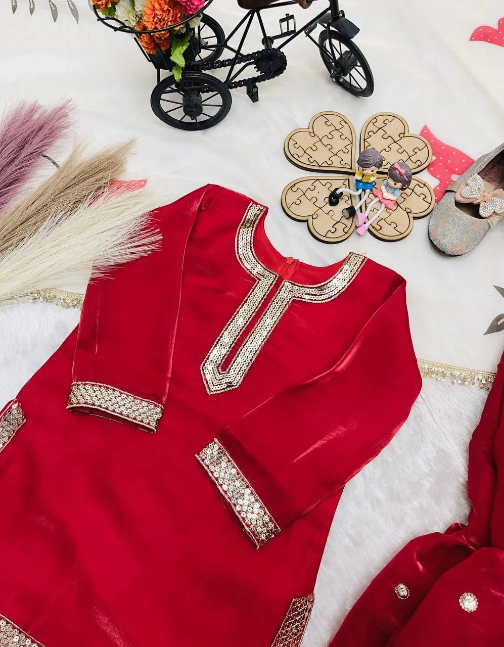 Red Girl Kid Sharara Suit
