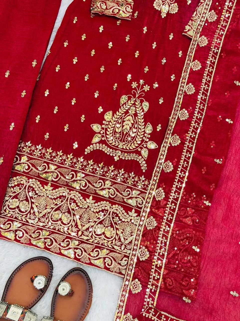 Red Wedding Straight Readymade Dress
