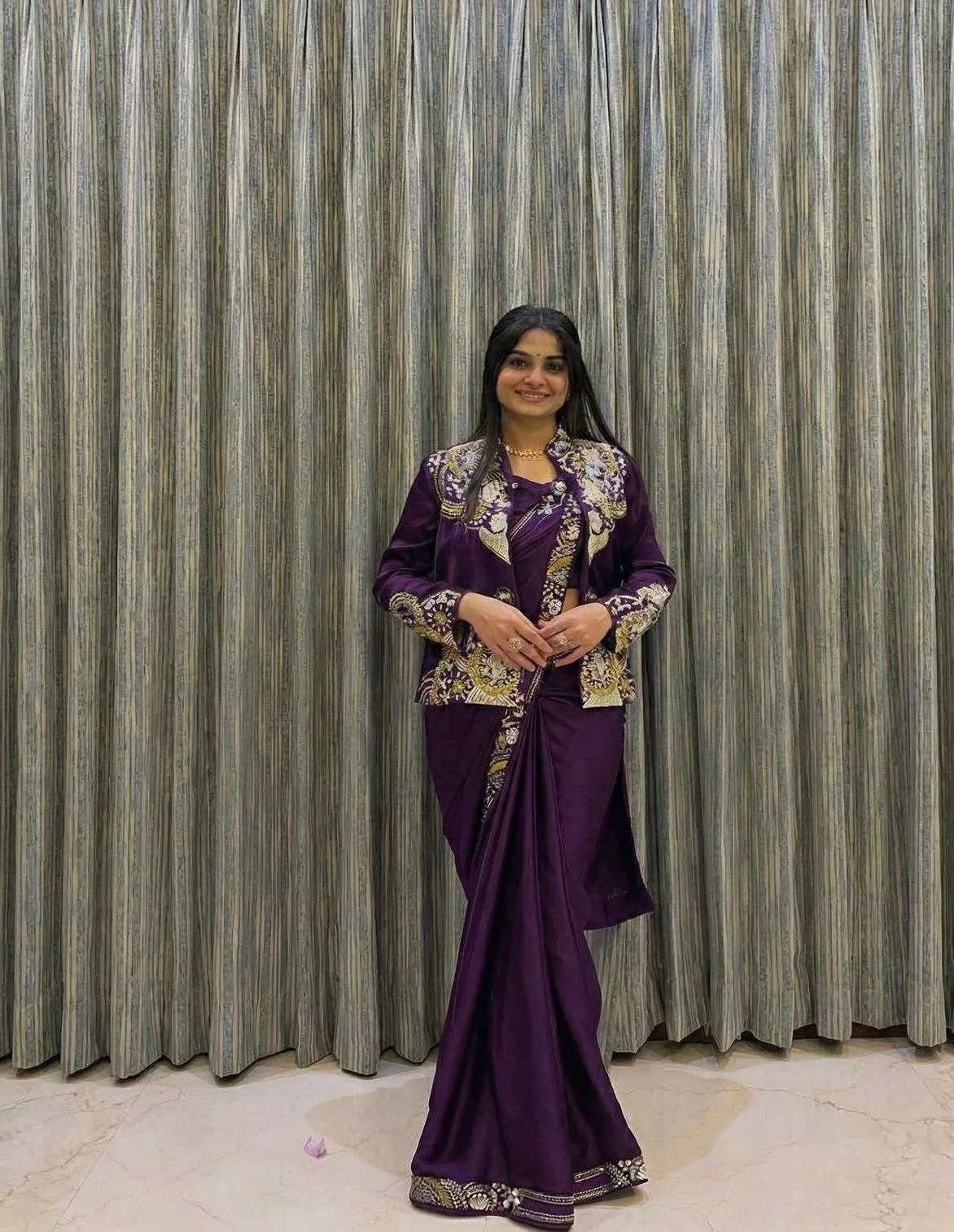 Wedding Special Purple Lehenga Saree with Jacket