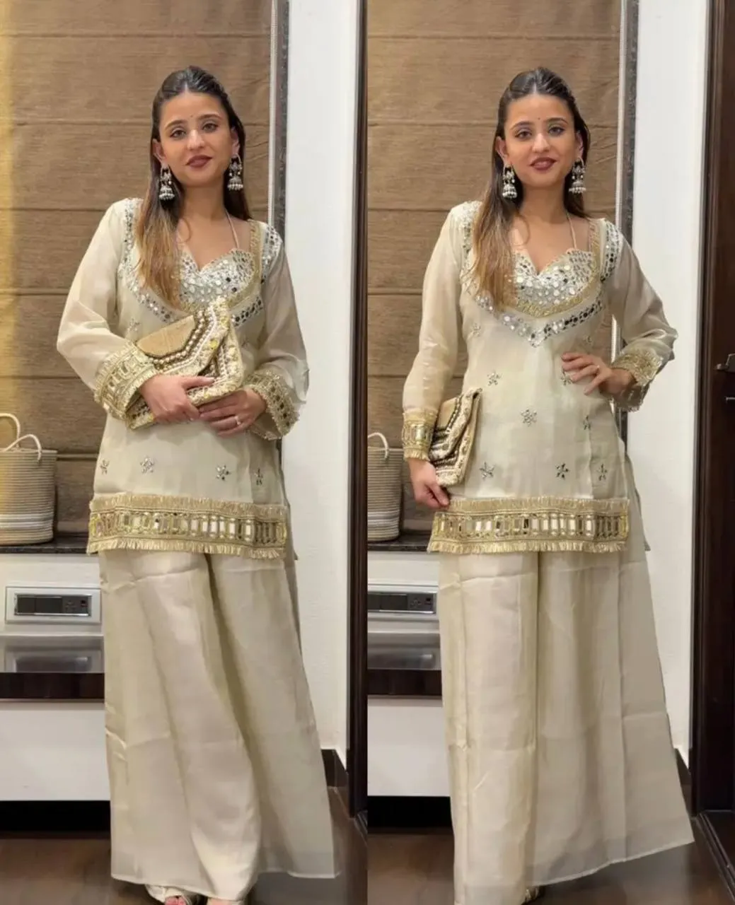 White 4 Piece Blouse Suit with Salwar