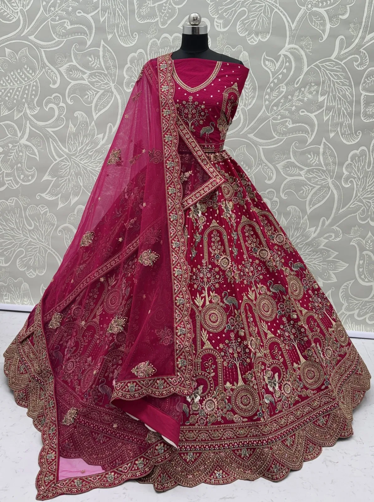 White Bridal Silk Lehenga Choli with Double Dupatta Under 20000