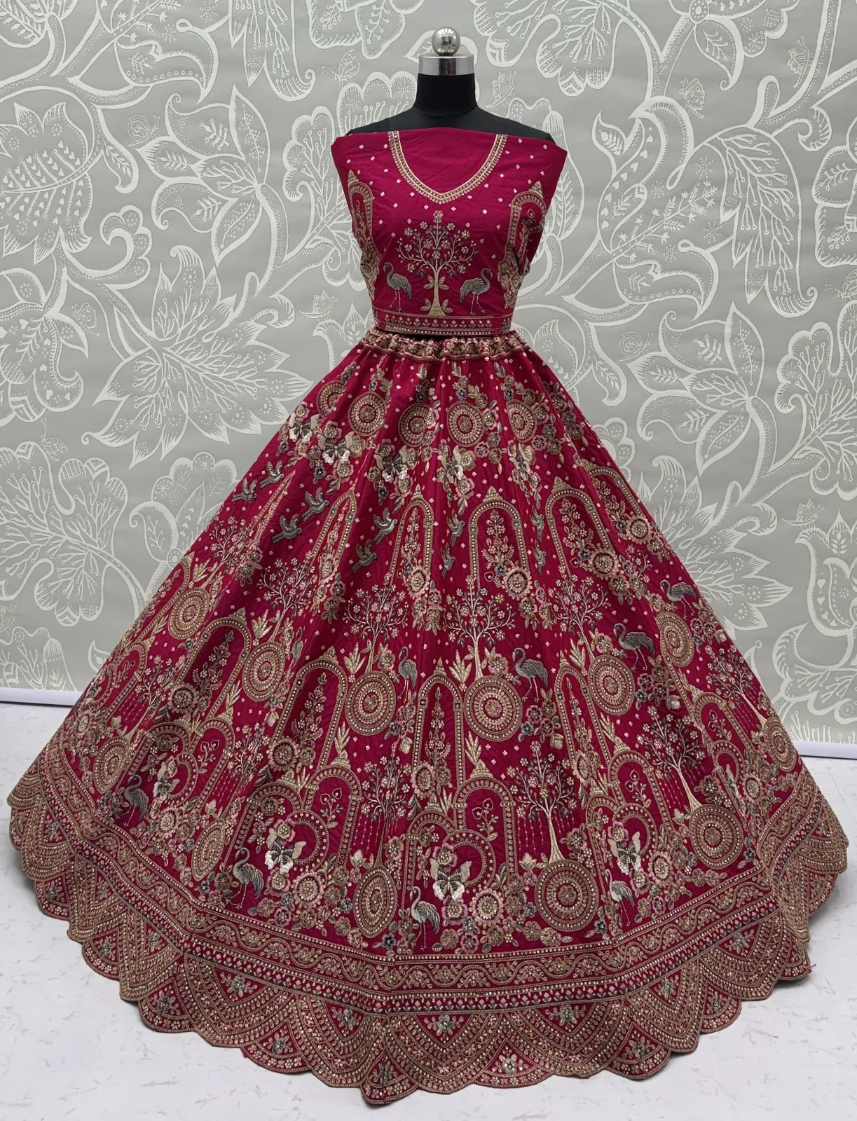White Bridal Silk Lehenga Choli with Double Dupatta Under 20000