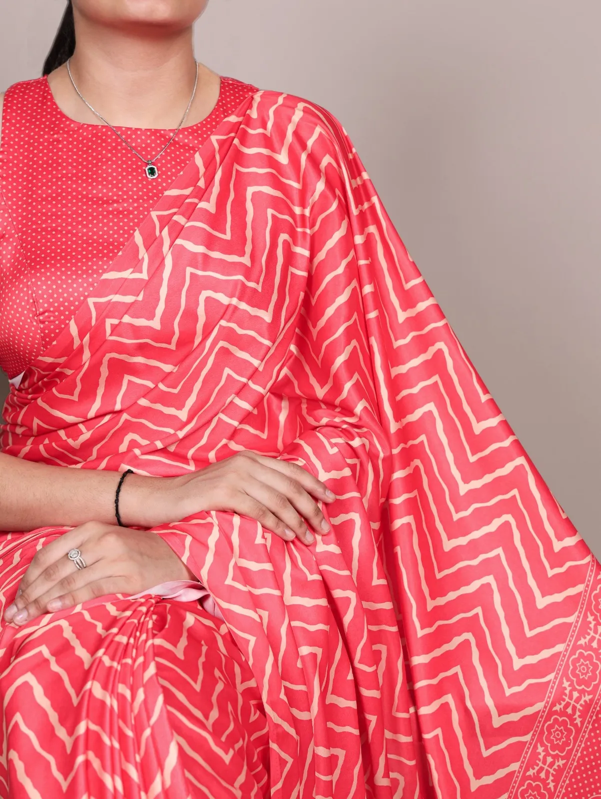 Abstract Satin Printed Sarees