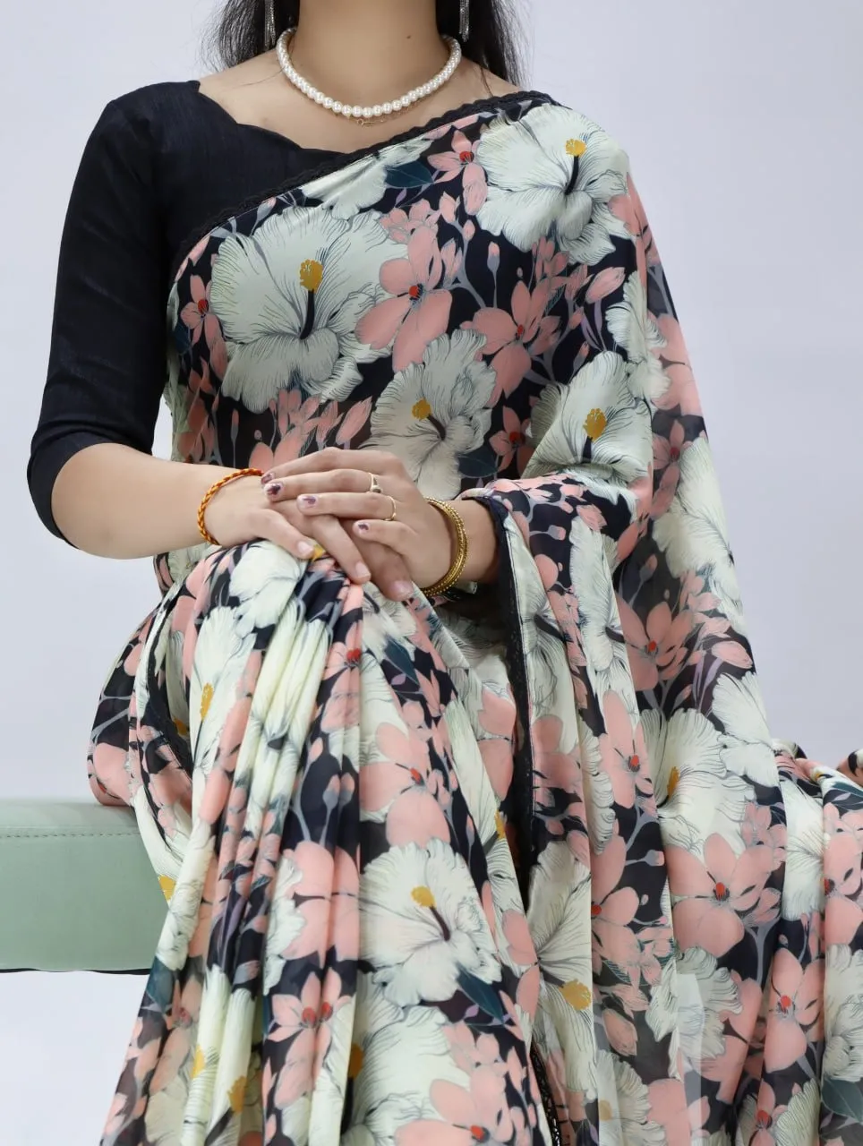 Black Floral Beautiful saree