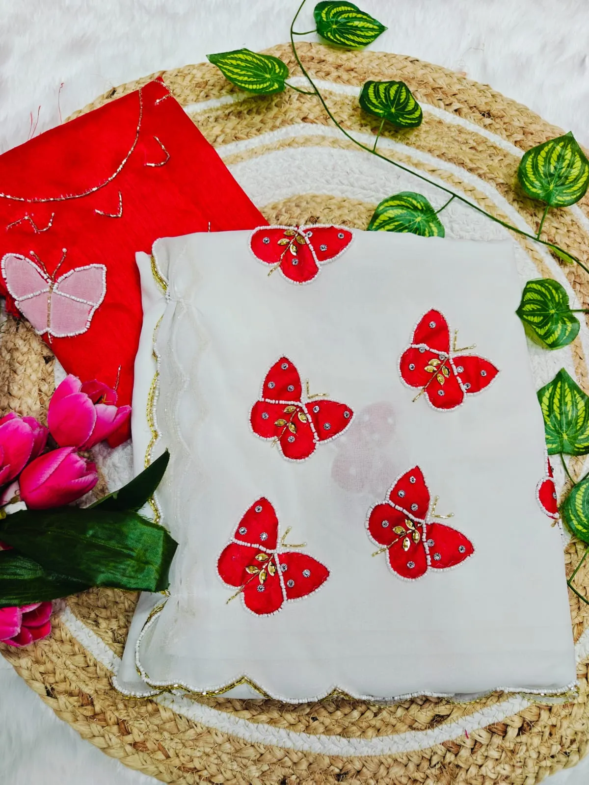 Butterfly Handwork Saree