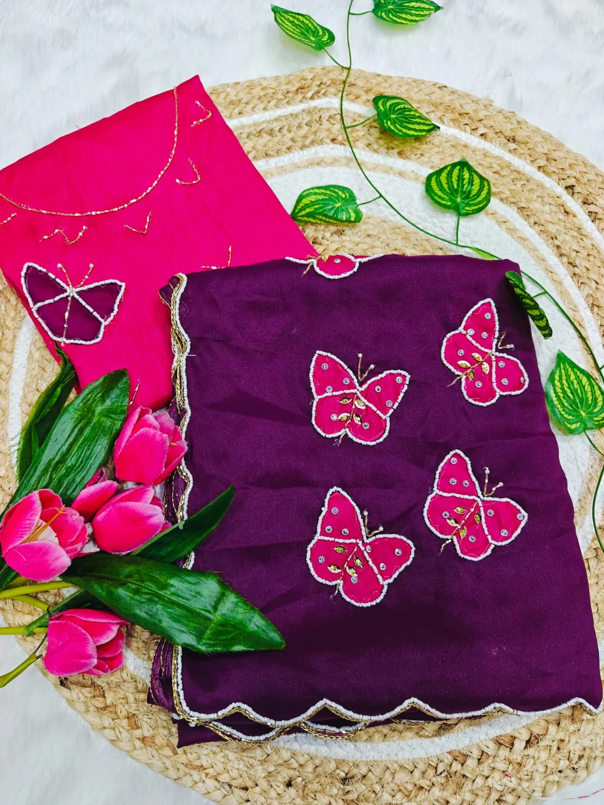 Butterfly Handwork Saree