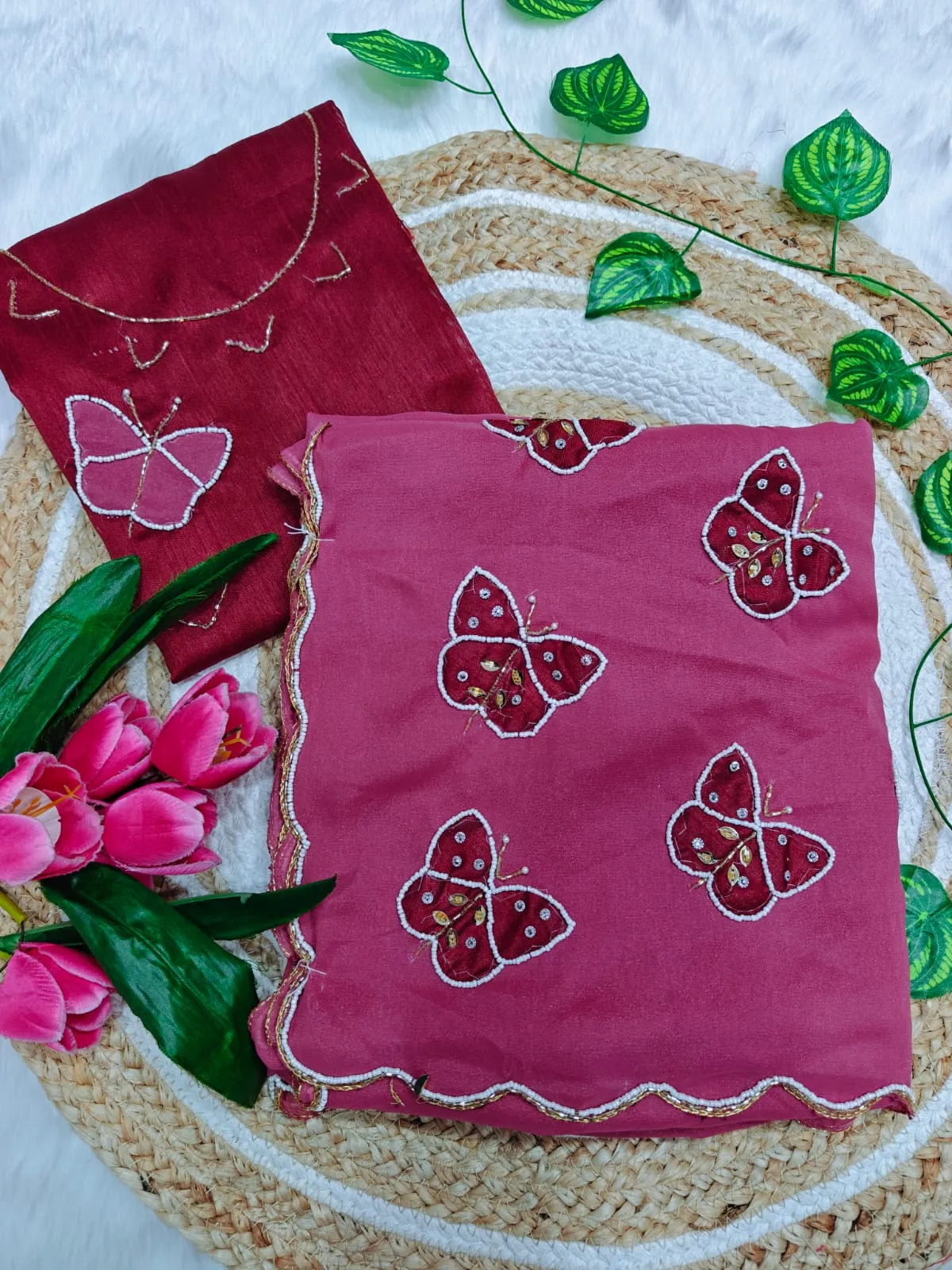 Butterfly Handwork Saree