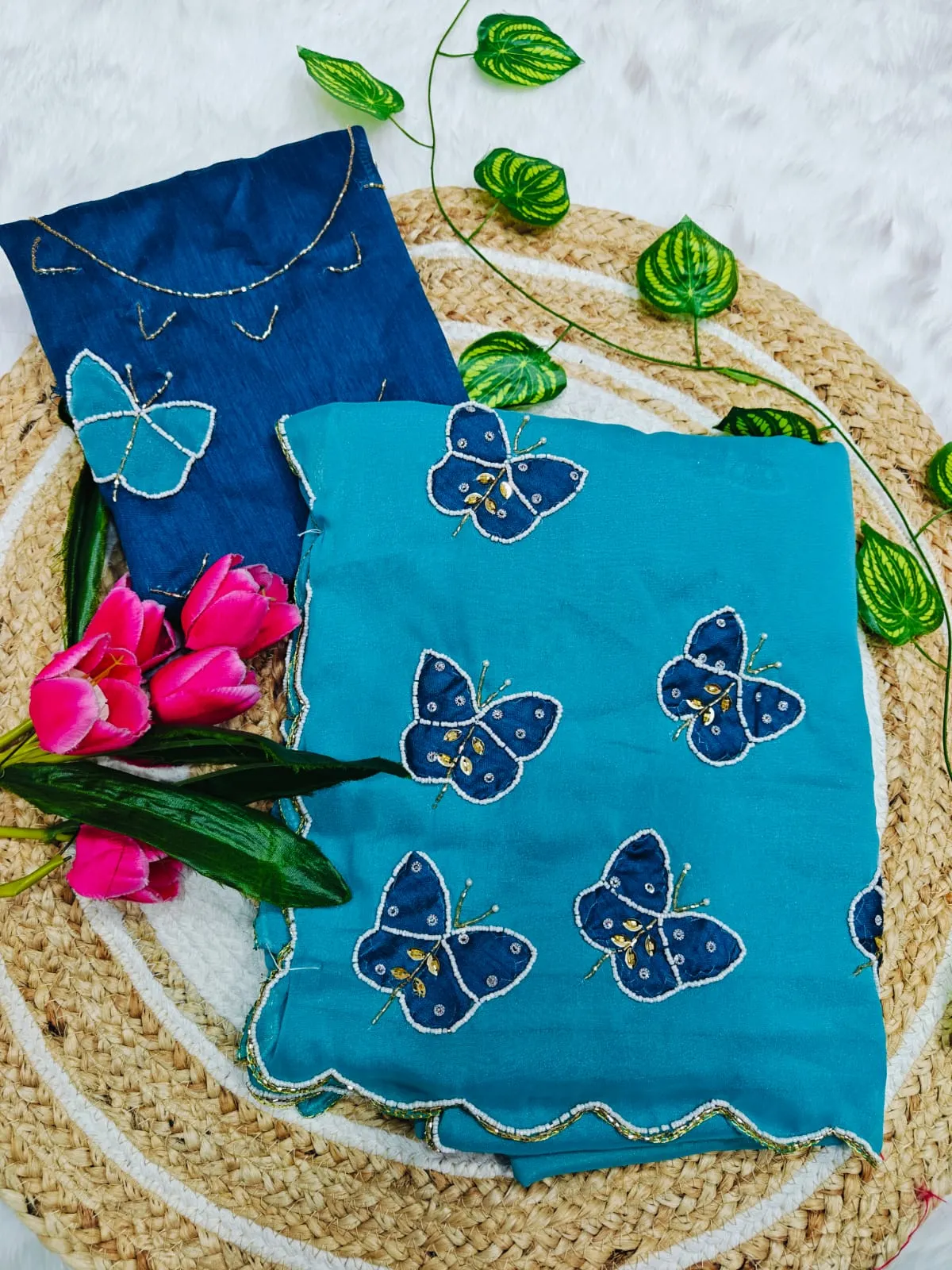 Butterfly Handwork Saree