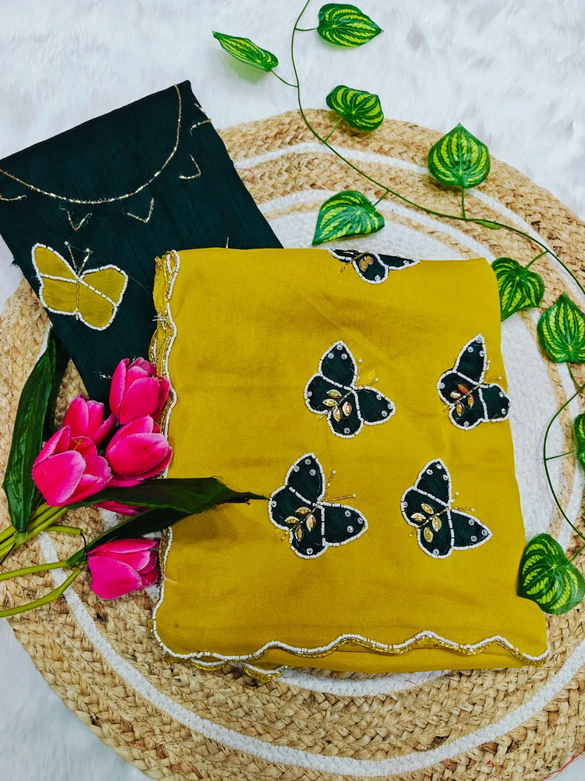 Butterfly Handwork Saree