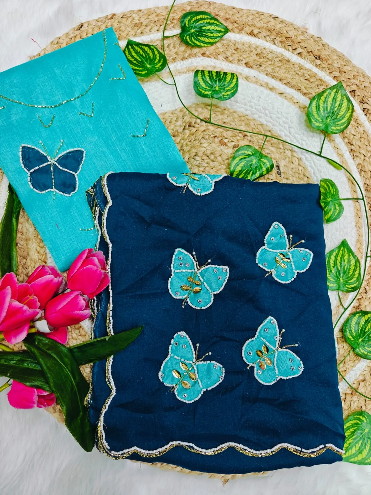 Butterfly Handwork Saree