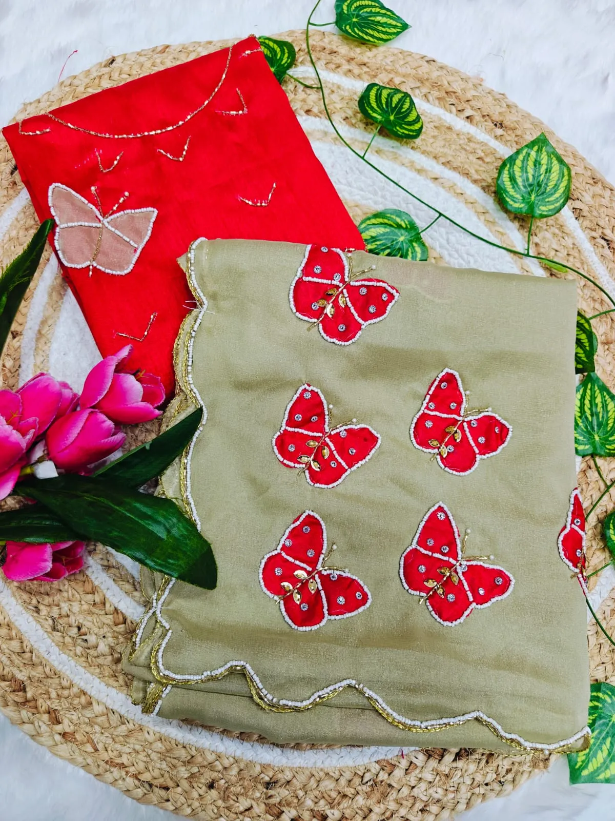 Butterfly Handwork Saree