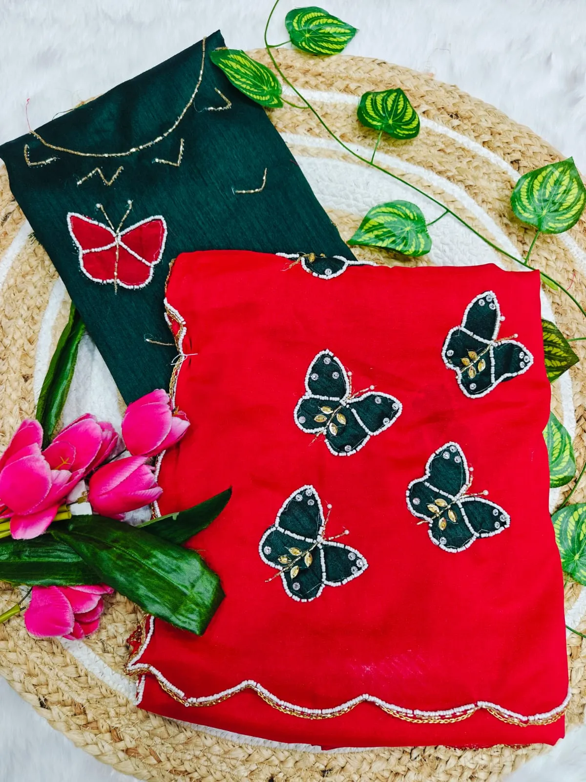 Butterfly Handwork Saree