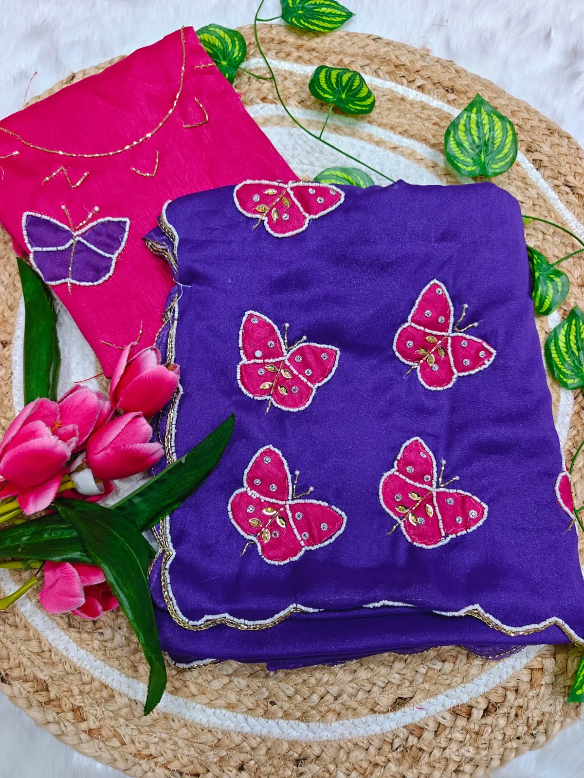Butterfly Handwork Saree