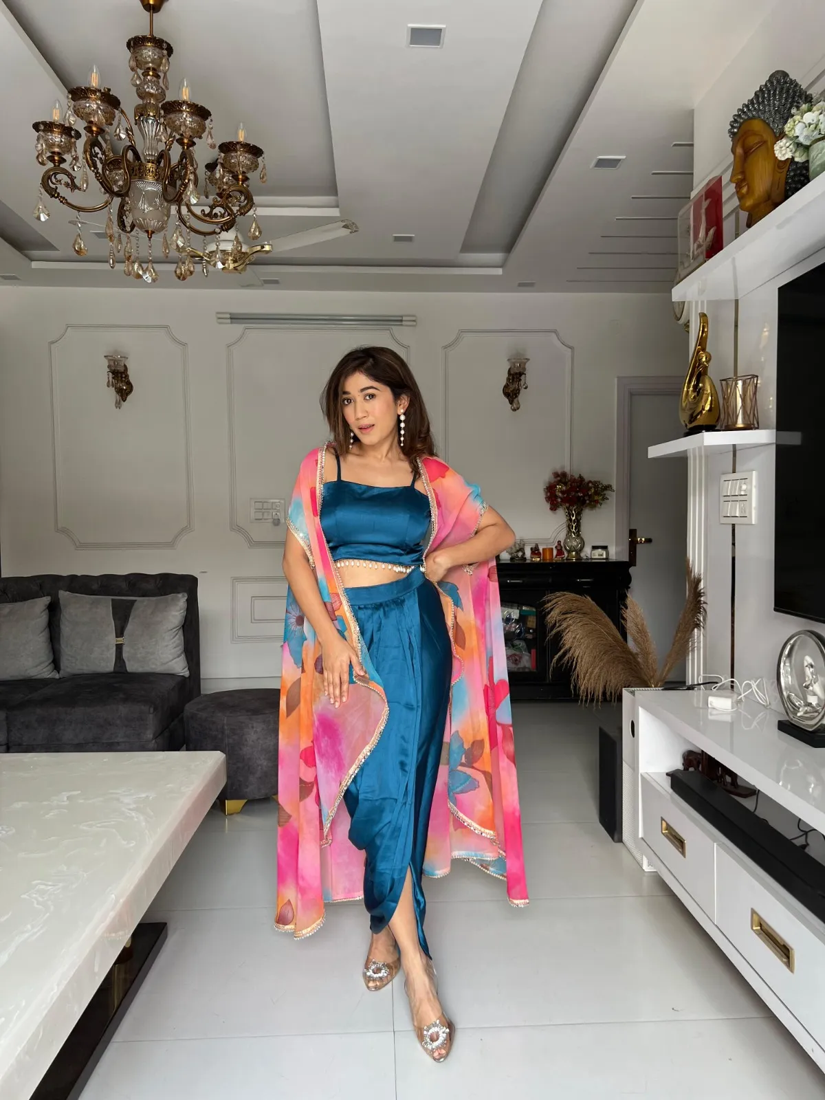 Celebrity Inspired Indowestern Dhoti with Shrug